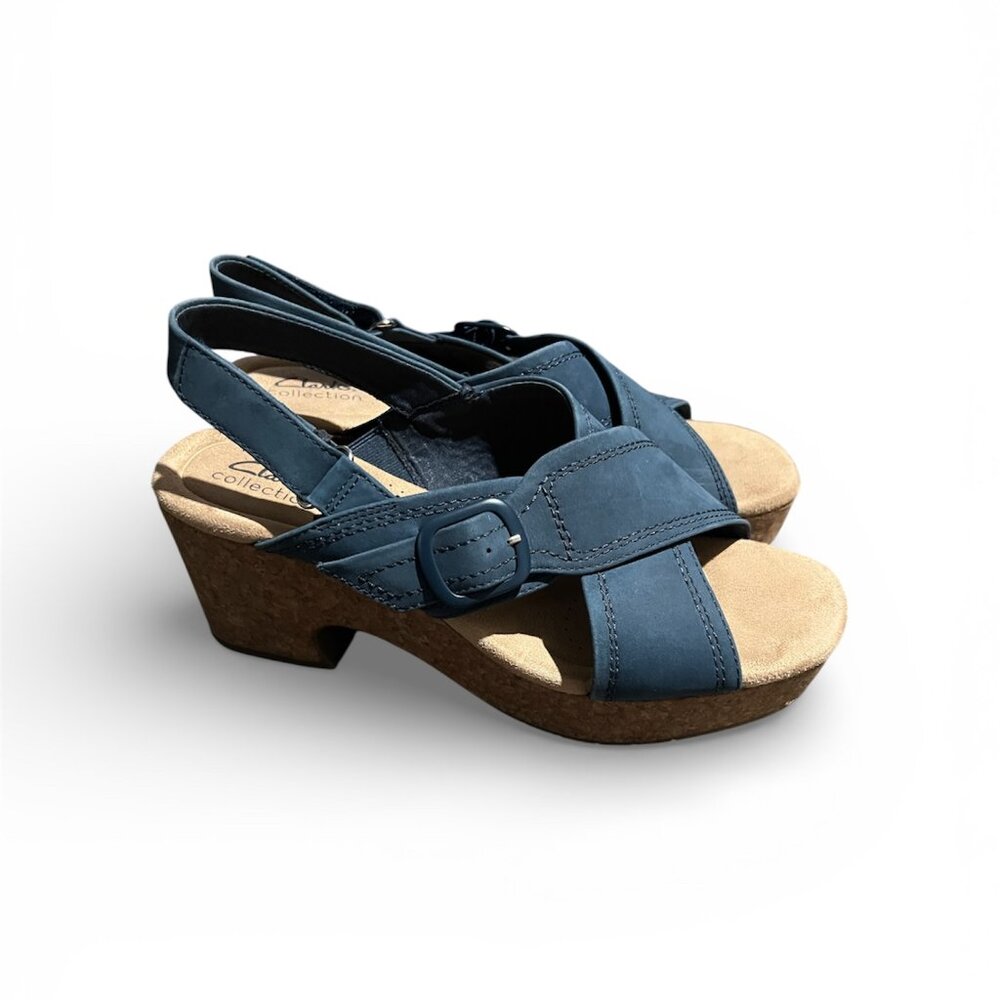 Clarks Nerisa Women's Sandals NavyBlue Adjustable Cushioned Comfortable | US 9.5